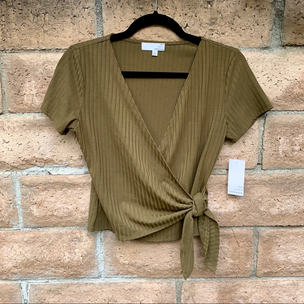 Olive green wrap crop top